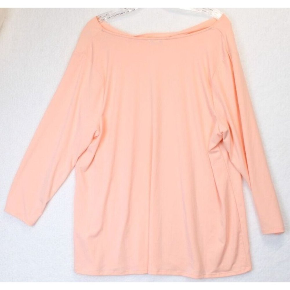 Cato Knit Top Women 14 / 16 Zipper Accent Jewel Neckline Peachy Pink Cottagecore - Picture 2 of 11
